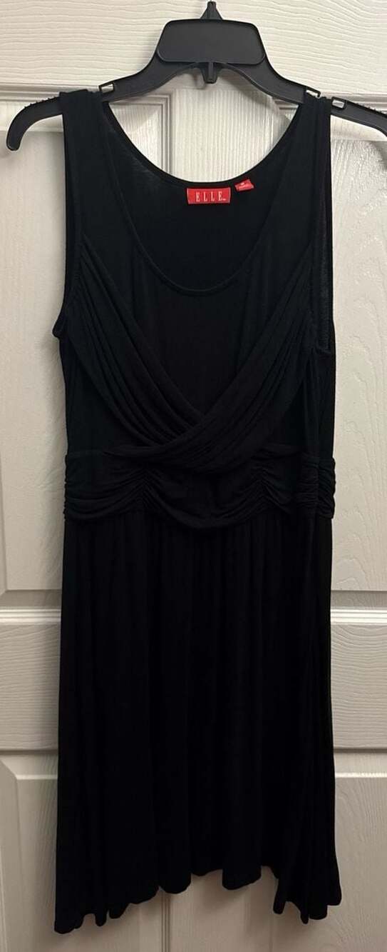 ELLE Black Sleeveless Ruched Waist Jersey Dress Size M